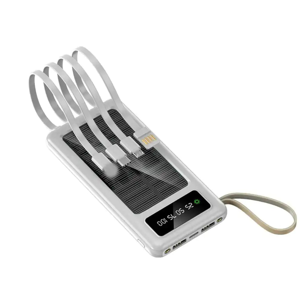 Portable Solar Power Bank with Built-in Cables